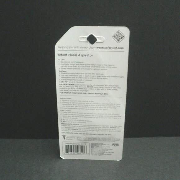 New Safety 1st Infant Nasal Aspirator White Soft Flexible Tip - Picture 2 of 2